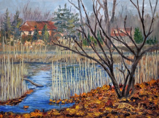 On the Verge of Winter, Ojibway.  Plein Air 9 x 12 Oil on Ampersand Museum Series Gessoboard, Plein Air $350