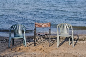 Chairs positioned to catch the last rays of the day.