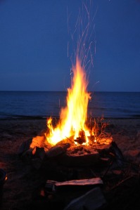 No trip to the cottage is complete without a good campfire.  One on the beach is the best!