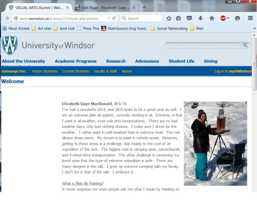 My article published on the UofW alumni page June 26th, 2015 http://www.uwindsor.ca/e-soca/23/visual-arts-alumni